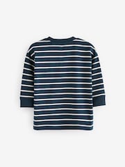 Navy Blue/White Long Sleeve Stripe T-Shirt (3mths-7yrs) - Image 2 of 3