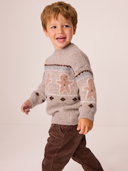Neutral Gingerbread Christmas Crew Neck Jumper (3mths-7yrs) - Image 2 of 7