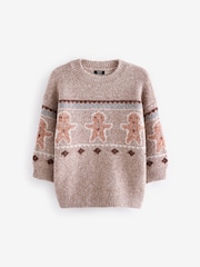Neutral Gingerbread Christmas Crew Neck Jumper (3mths-7yrs) - Image 5 of 7