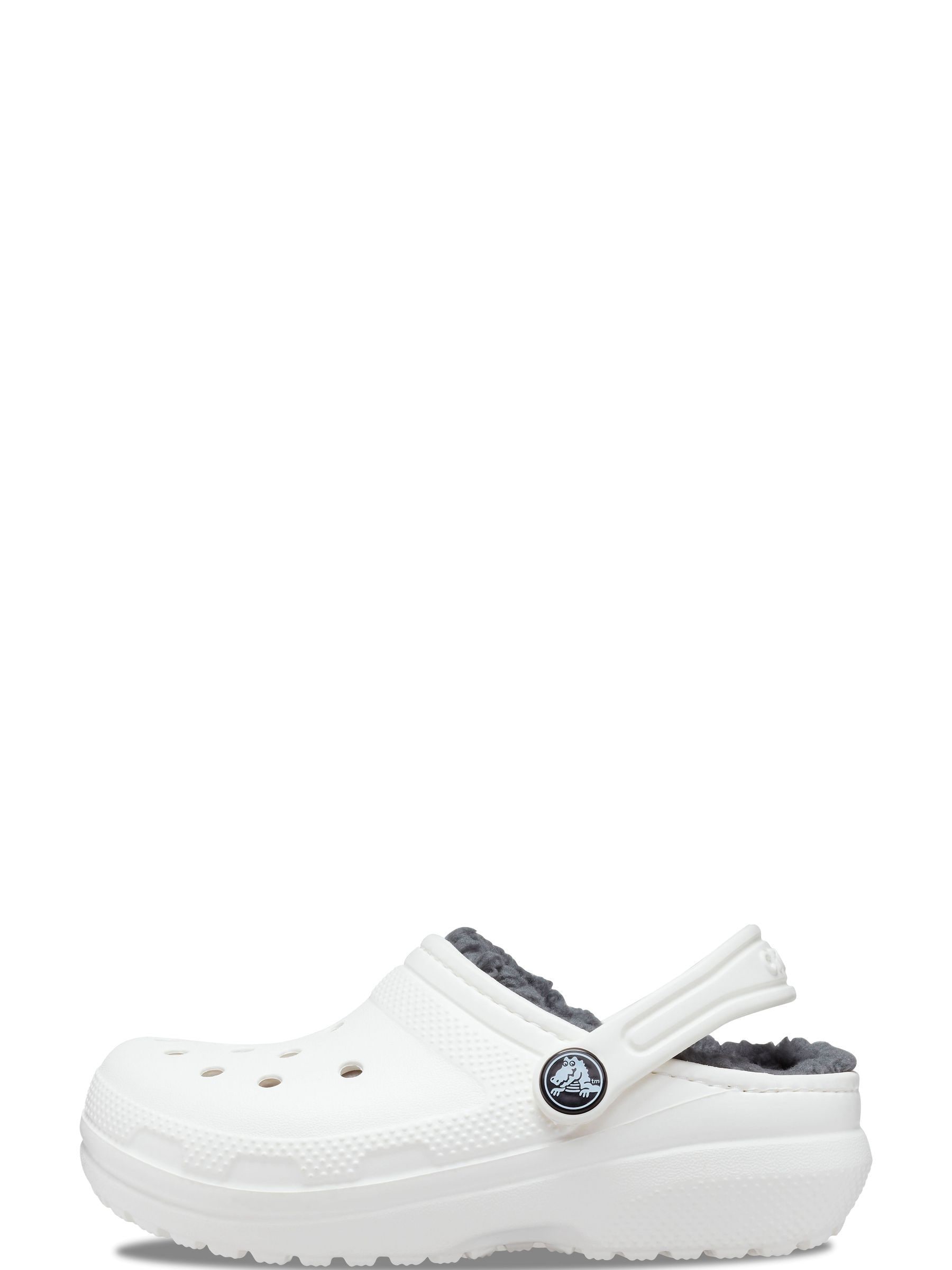 Crocs White Fluffy Kids Lined Clogs