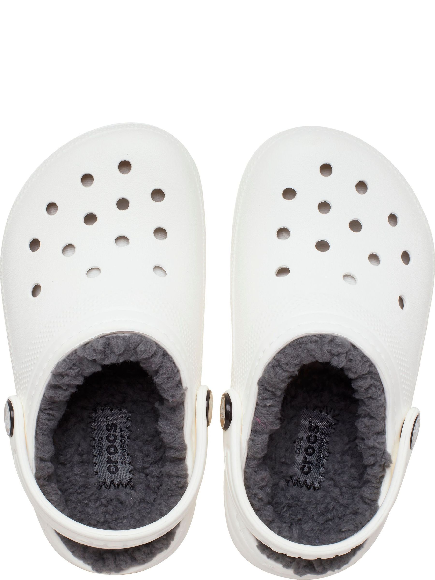 Crocs White Fluffy Kids Lined Clogs