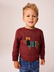 Red Dog Christmas Crew Neck Jumper (3mths-7yrs) - Image 1 of 8