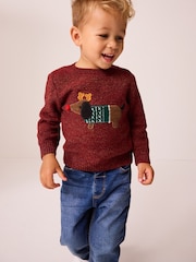 Red Dog Christmas Crew Neck Jumper (3mths-7yrs) - Image 2 of 8