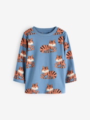 Neutral/Tan 100% Cotton Long Sleeve Animal Print Character T-Shirts 3 Pack (3mths-7yrs) - Image 3 of 6