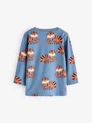 Neutral/Tan 100% Cotton Long Sleeve Animal Print Character T-Shirts 3 Pack (3mths-7yrs) - Image 4 of 6