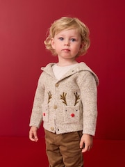 Neutral Reindeer Christmas Cardigan (3mths-7yrs) - Image 1 of 8