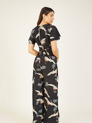 Yumi Black Crane Print Jumpsuit - Image 3 of 4