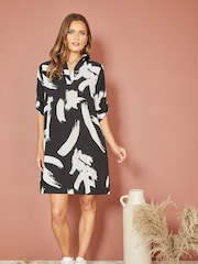 Yumi Black Abstract Print Tunic With Pockets - Image 2 of 4