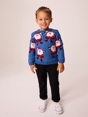 Blue Santa Christmas Crew Neck Jumper (3mths-7yrs) - Image 2 of 7