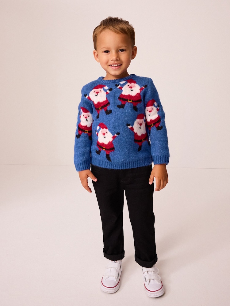 Blue Santa Christmas Crew Neck Jumper (3mths-7yrs) - Image 2 of 7 Blue Santa Christmas Crew Neck Jumper (3mths-7yrs) - Image 2 of 7
