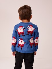 Blue Santa Christmas Crew Neck Jumper (3mths-7yrs) - Image 3 of 7
