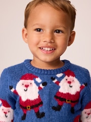Blue Santa Christmas Crew Neck Jumper (3mths-7yrs) - Image 4 of 7