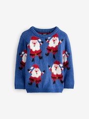 Blue Santa Christmas Crew Neck Jumper (3mths-7yrs) - Image 5 of 7