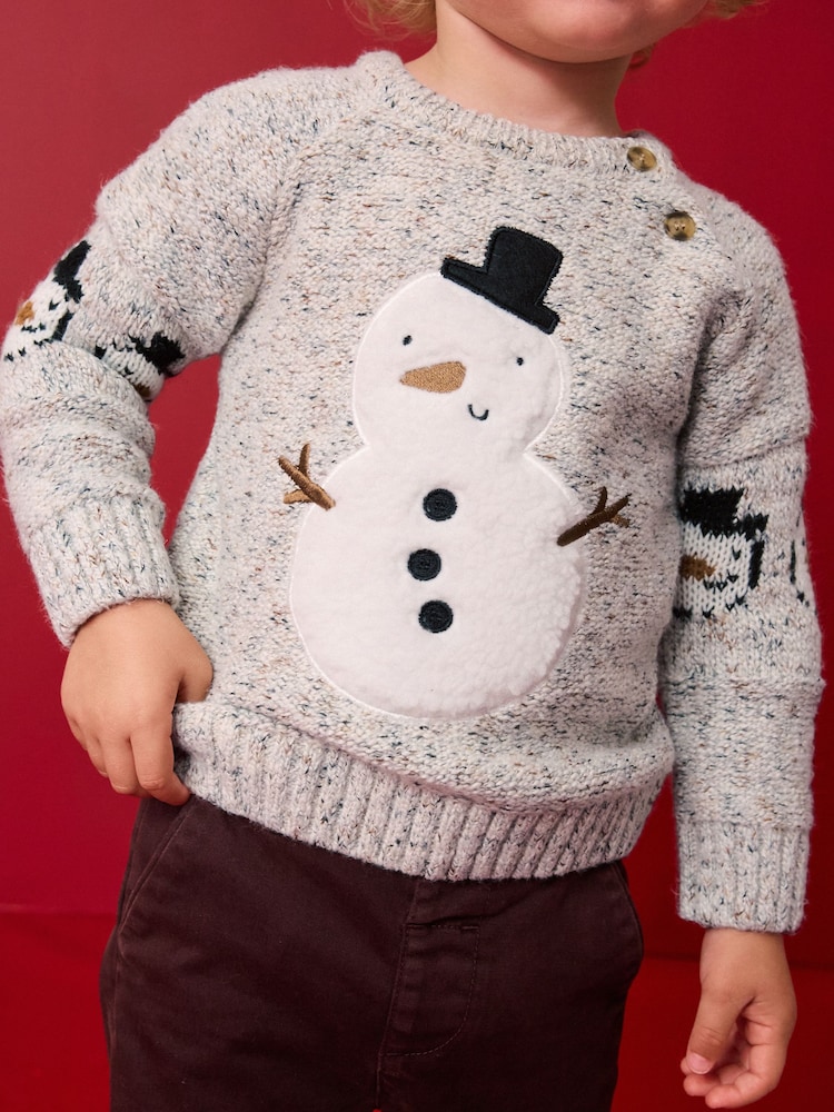 Buy Grey Snowman Christmas Crew Neck Jumper (3mths-7yrs) from Next