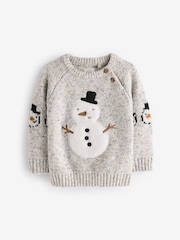 Grey Snowman Christmas Crew Neck Jumper (3mths-7yrs) - Image 5 of 7