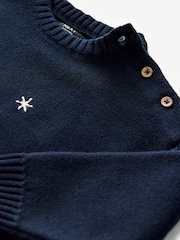 Navy Blue Santa Reindeer Sleigh 100% Cotton Christmas Jumper (3mths-7yrs) - Image 7 of 8