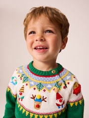 Green Characters Christmas Crew Neck Jumper (3mths-7yrs) - Image 4 of 7
