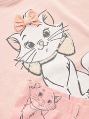 Pink Disney Aristocat Marie Short Sleeve 100% Cotton T-Shirt and Shorts Set (3mths-7yrs) - Image 3 of 3