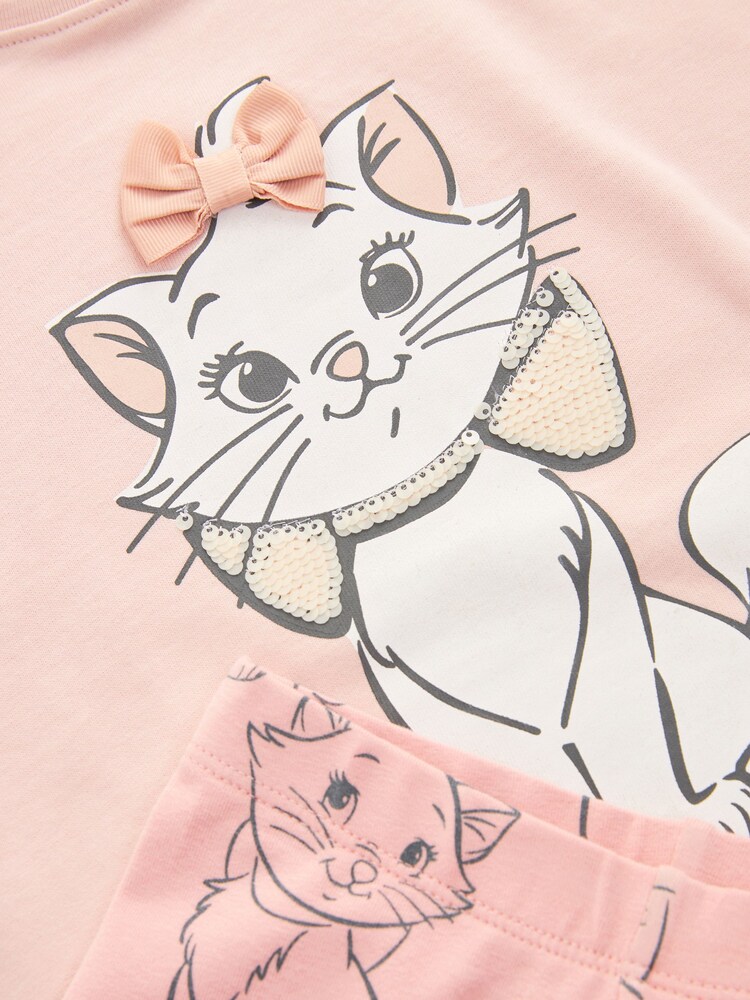 Pink Disney Aristocat Marie Short Sleeve 100% Cotton T-Shirt and Shorts Set (3mths-7yrs) - Image 3 of 3