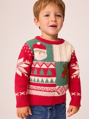Red Patchwork Christmas Jumper (3mths-7yrs) - Image 2 of 8