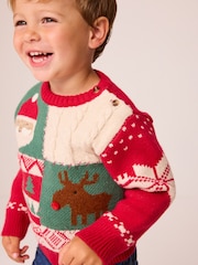 Red Patchwork Christmas Jumper (3mths-7yrs) - Image 4 of 8