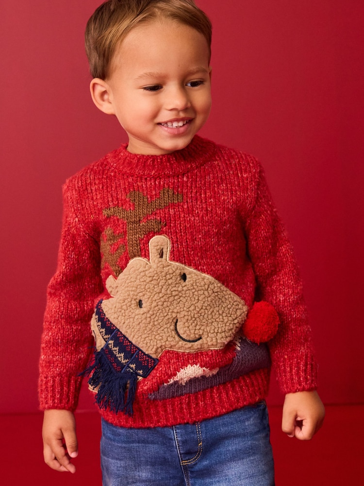 Red Reindeer Christmas Jumper (3mths-7yrs) - Image 1 of 7
