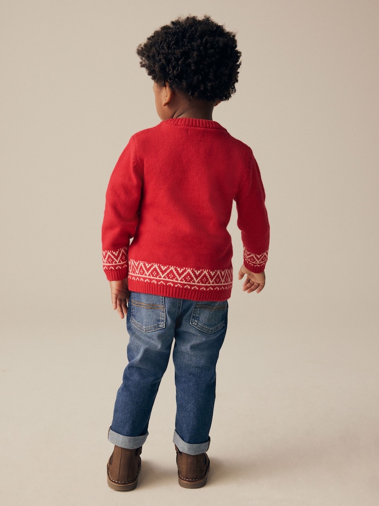Denim And Red Baby Jumper Santa Baby Christmas Jumper Boohoo NZ