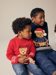 Red Bear Christmas Crew Neck Jumper (3mths-7yrs) - Image 4 of 8