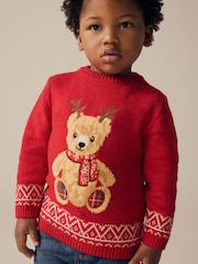Red Bear Christmas Crew Neck Jumper (3mths-7yrs) - Image 5 of 8