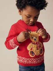 Red Bear Christmas Crew Neck Jumper (3mths-7yrs) - Image 6 of 8