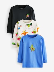 Blue Vegetables Long Sleeve T-Shirts 3 Pack (3mths-7yrs) - Image 1 of 7