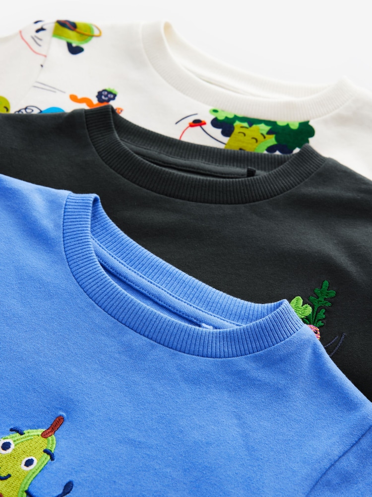 Blue Vegetables Long Sleeve T-Shirts 3 Pack (3mths-7yrs) - Image 7 of 7