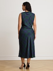 Lauren Ralph Lauren Blue Ardalla Plaid Print Draped Cocktail Dress - Image 7 of 10