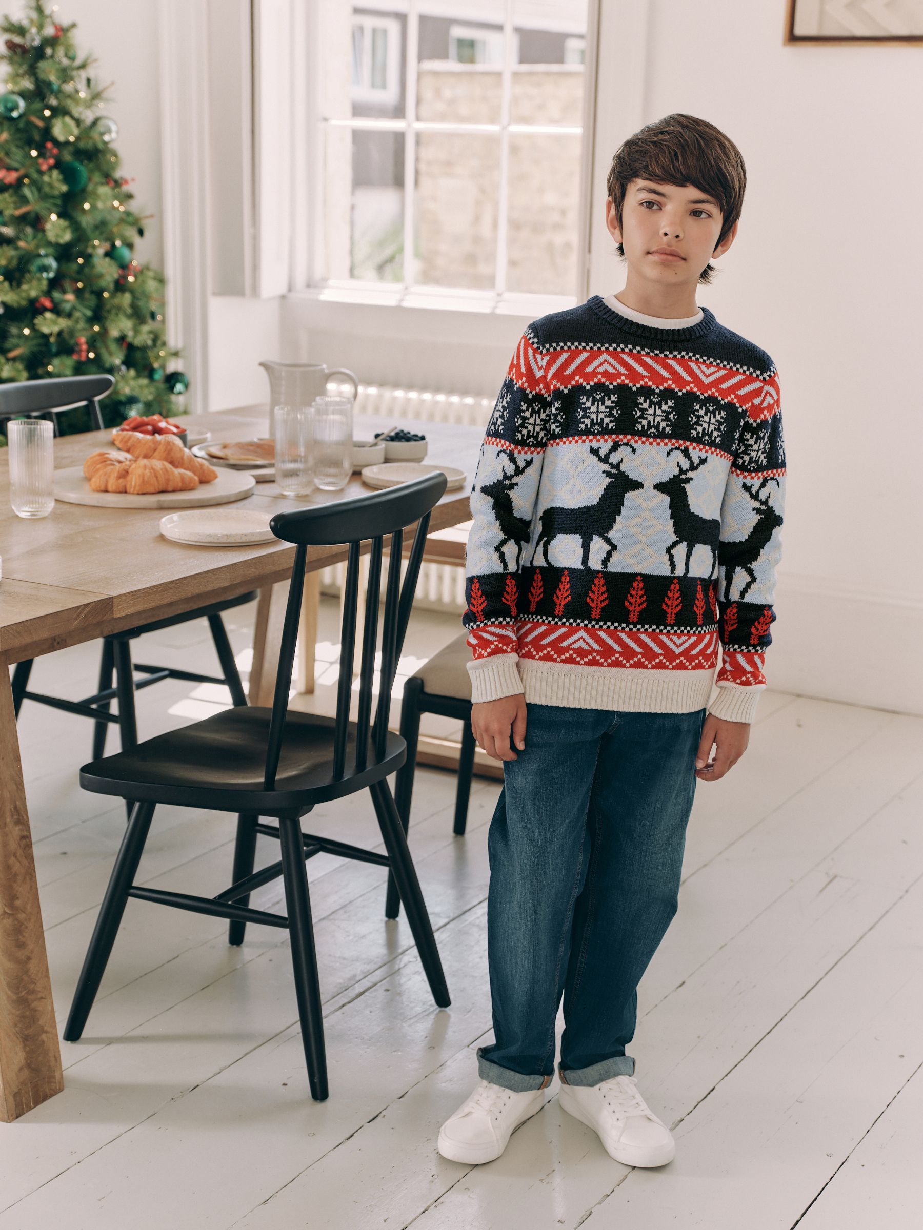 Buy Navy Blue Red Matching Family Boys Christmas Fairisle Pattern Reindeer Jumper 3mths 16yrs from Next Austria