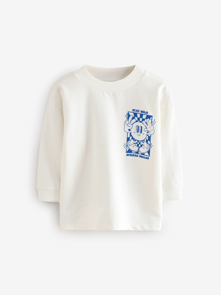 White Back Print Long Sleeve 100% Cotton T-Shirt (3mths-7yrs) - Image 1 of 3