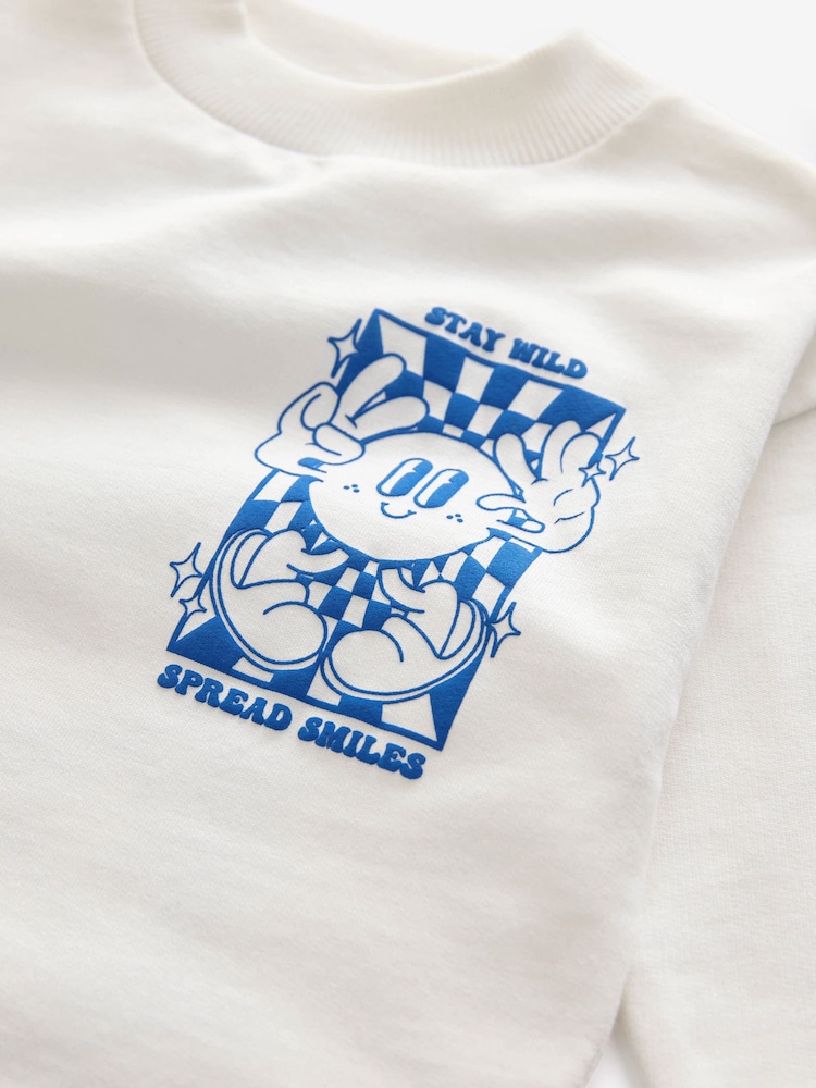 White Back Print Long Sleeve 100% Cotton T-Shirt (3mths-7yrs) - Image 3 of 3