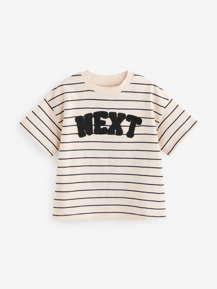 Blue Stripe Slogan 100% Cotton Short Sleeve T-Shirt (3mths-7yrs) - Image 1 of 3