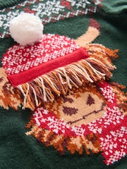 Dark Green Matching Family Kids Christmas Hamish The Highland Cow Jumper (3-16yrs) - Image 7 of 7
