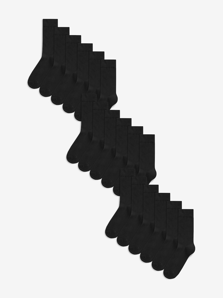Black 18 Pack Mens Cotton Rich Black Socks - Image 1 of 2
