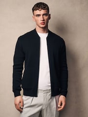 Black 100% Cotton Premium Knit Bomber Jacket - Image 4 of 9