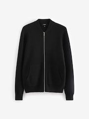 Black 100% Cotton Premium Knit Bomber Jacket - Image 7 of 9