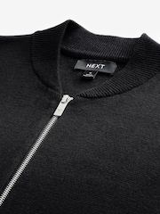 Black 100% Cotton Premium Knit Bomber Jacket - Image 8 of 9