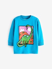 Blue Dinosaur 100% Cotton Long Sleeve Character T-Shirt (3mths-7yrs) - Image 1 of 3