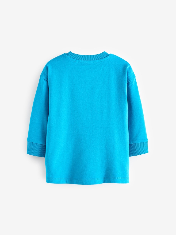 Blue Dinosaur 100% Cotton Long Sleeve Character T-Shirt (3mths-7yrs) - Image 2 of 3