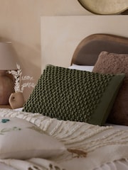 Dark Sage Green 40 x 59cm Hemmingway Textured Bobble Cushion - Image 1 of 5