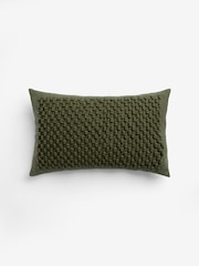 Dark Sage Green 40 x 59cm Hemmingway Textured Bobble Cushion - Image 3 of 5