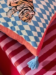 Eleanor Bowmer Blue Harlequin Velvet Tiger Cushion - Image 2 of 3
