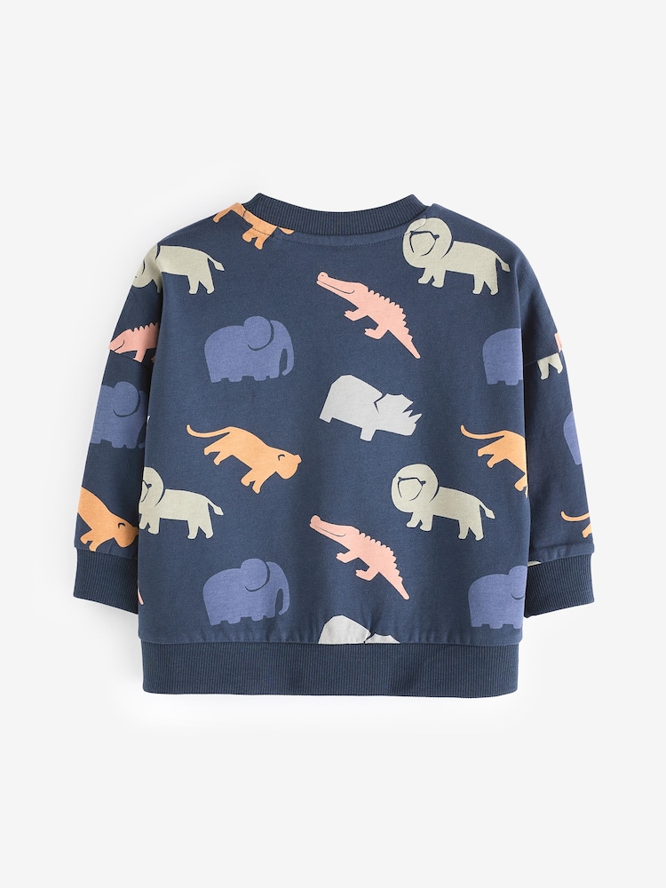 Navy Safari 100% Cotton Long Sleeve Character T-Shirt (3mths-7yrs) - Image 2 of 3