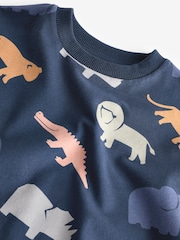 Navy Safari 100% Cotton Long Sleeve Character T-Shirt (3mths-7yrs) - Image 3 of 3