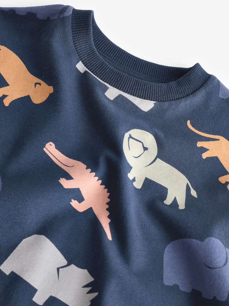 Navy Safari 100% Cotton Long Sleeve Character T-Shirt (3mths-7yrs) - Image 3 of 3